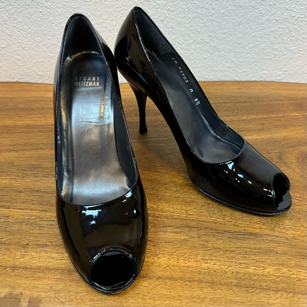Stuart Weitzman Patent Leather Peep-Toe Pumps